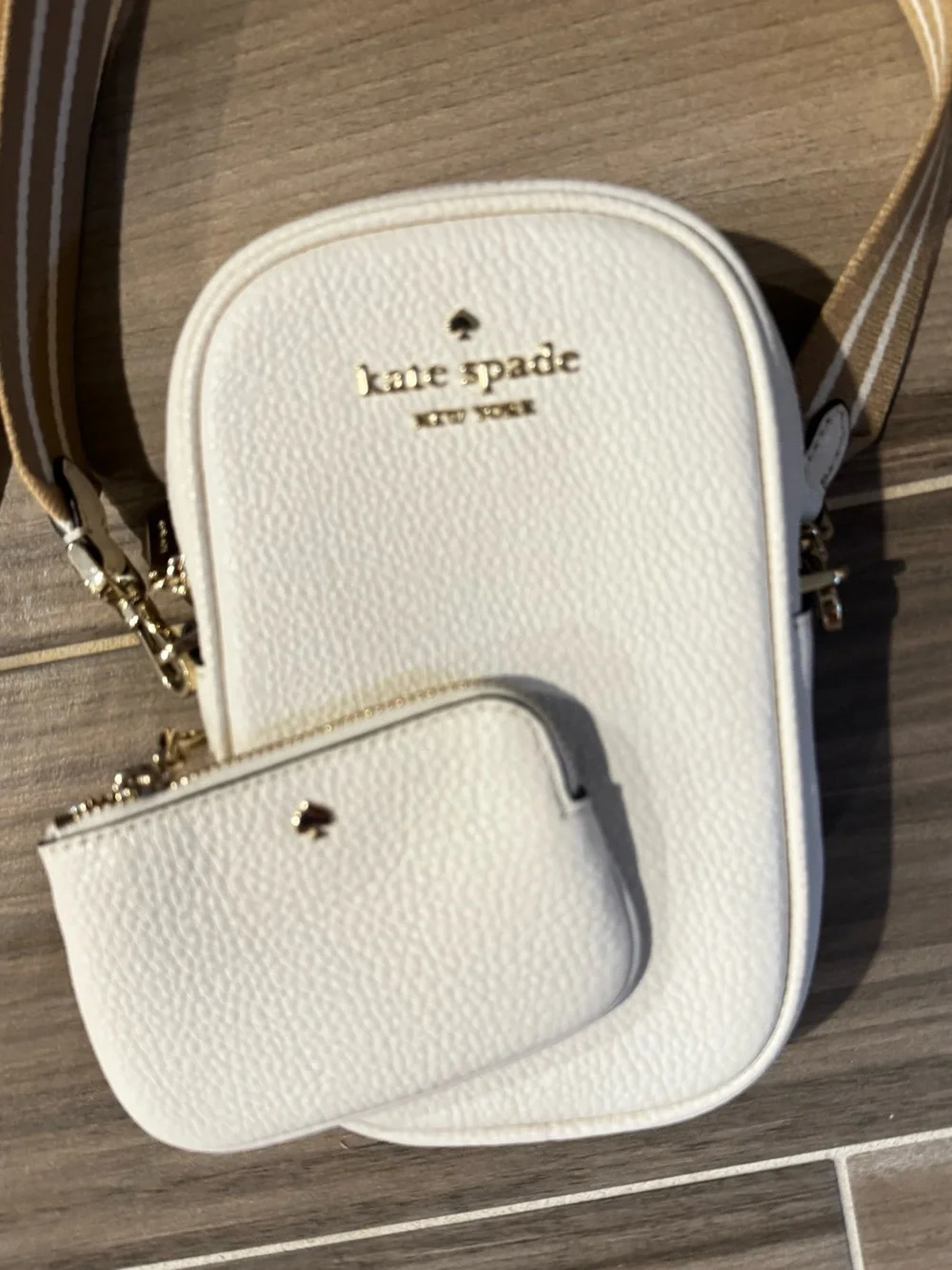 Kate Spade Rosie Leather Crossbody Purse Bag w/ Coin Purse - Parchment